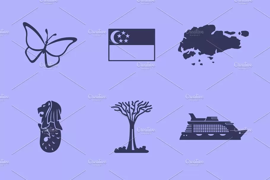 新加坡图标素材 Singapore simple icons插图2