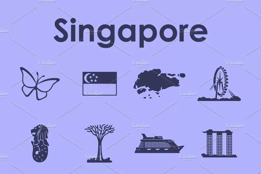 新加坡图标素材 Singapore simple icons插图