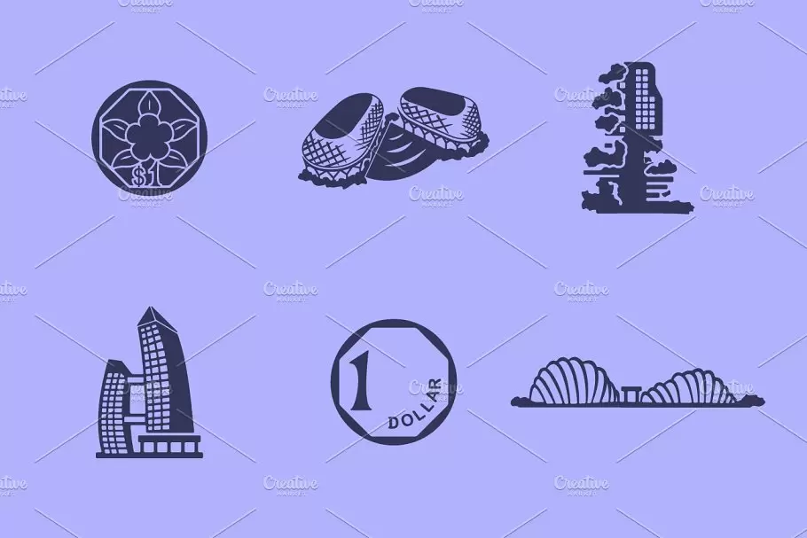 新加坡图标素材 Singapore simple icons插图1