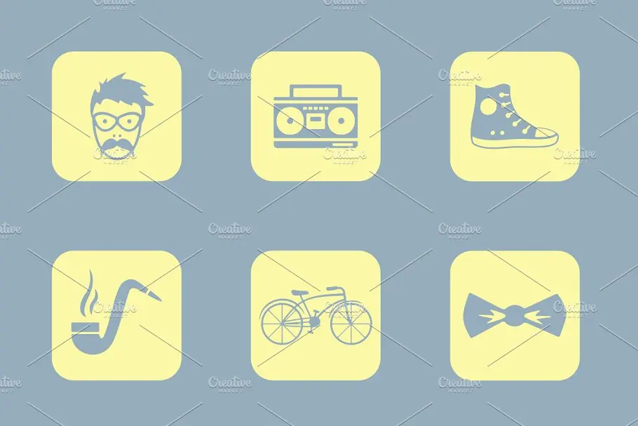 流行元素图标 hipster simple icons插图2