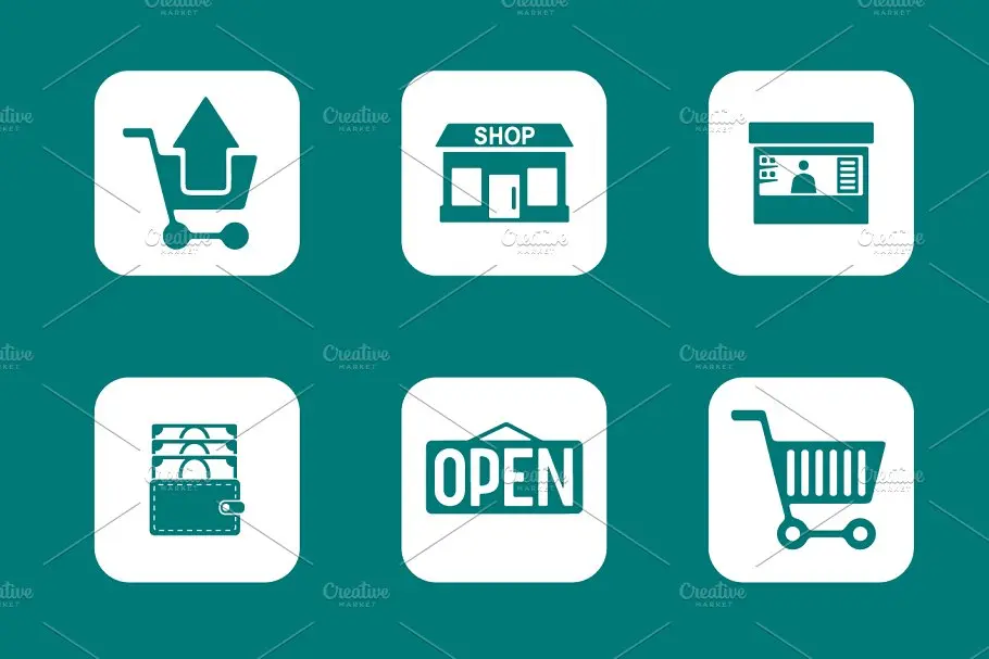 简单的购物图标素材 Set of shop simple icons插图1