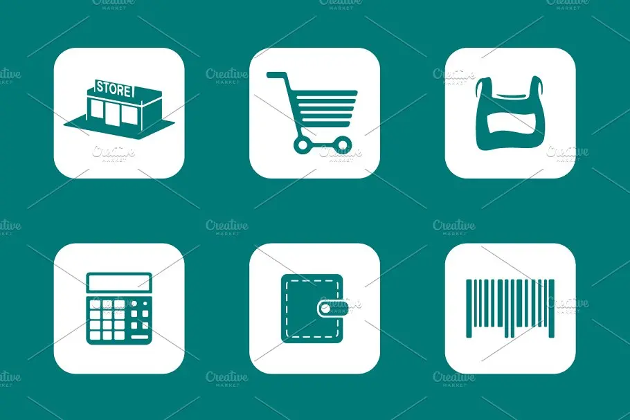 简单的购物图标素材 Set of shop simple icons插图2