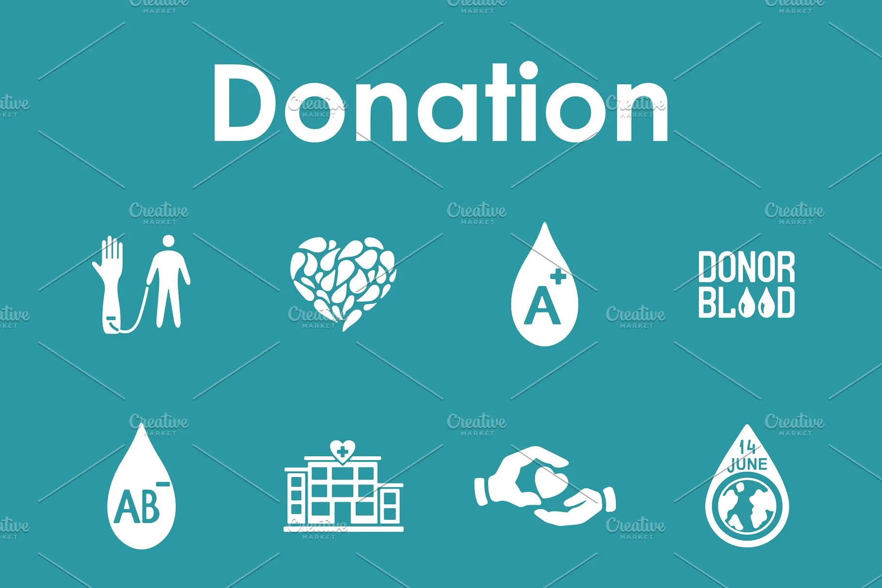 捐赠打赏图标素材 Set of donation simple icons插图1