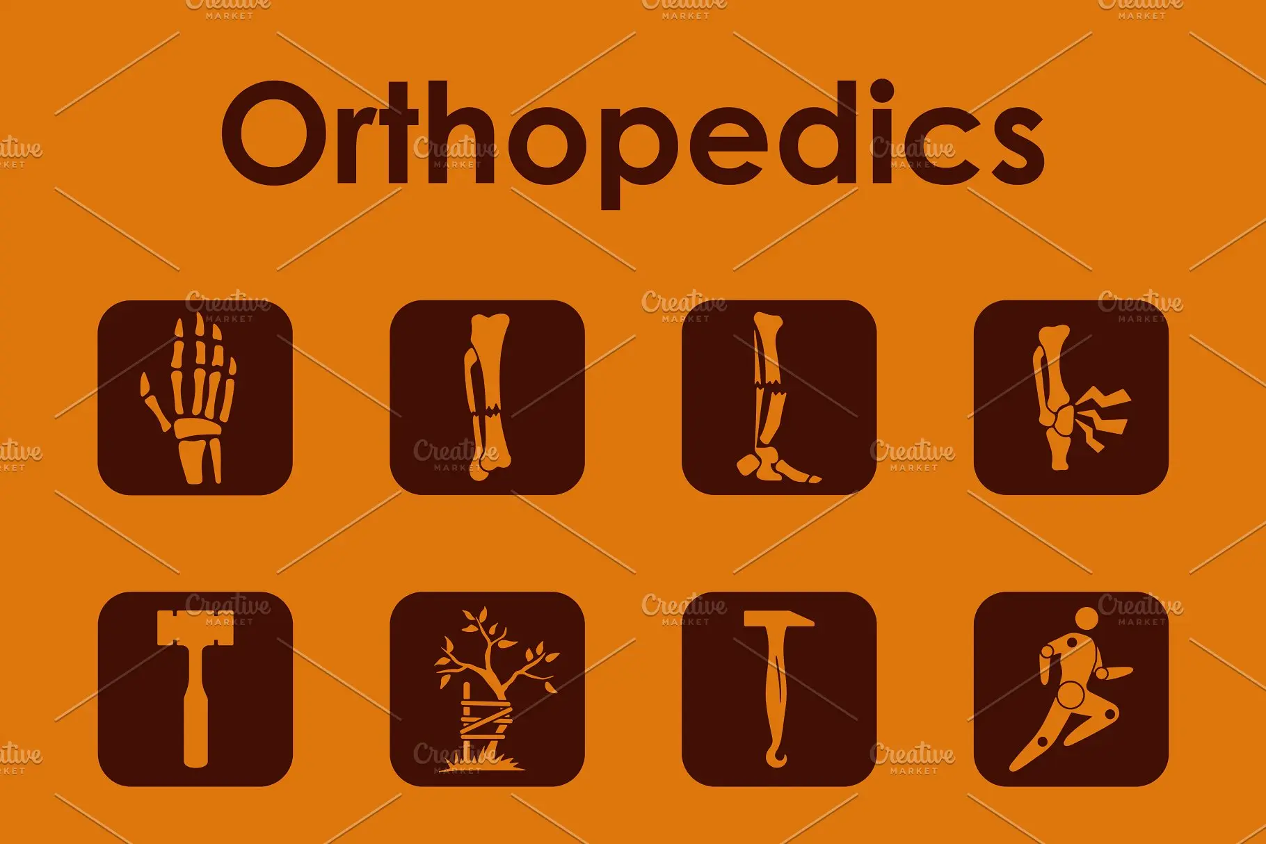 骨科图标素材 Set of orthopedics simple icons插图1