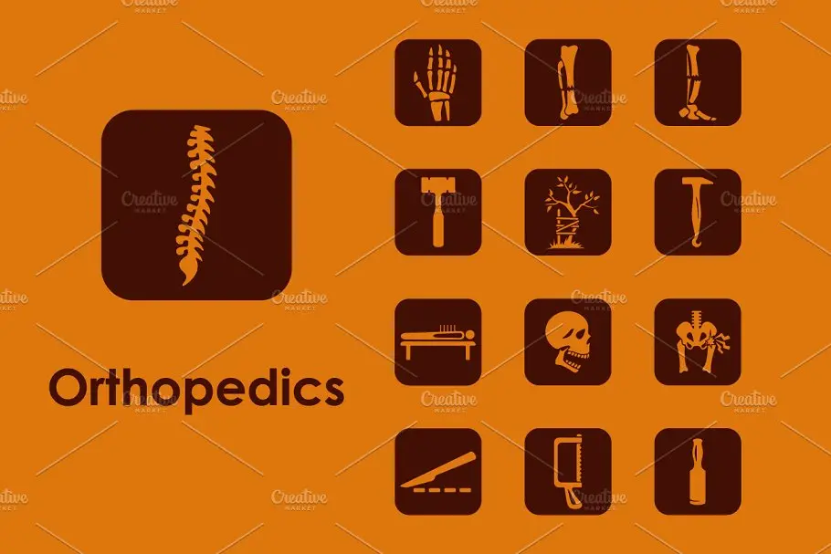 骨科图标素材 Set of orthopedics simple icons插图
