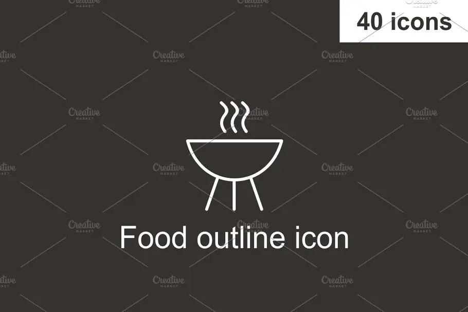 食物图标素材 Food outline icon插图