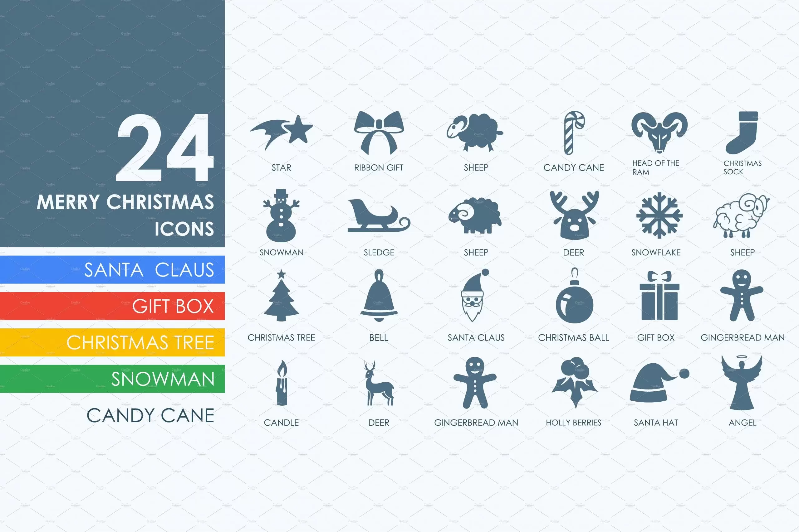圣诞元素图标 24 Merry Christmas icons插图