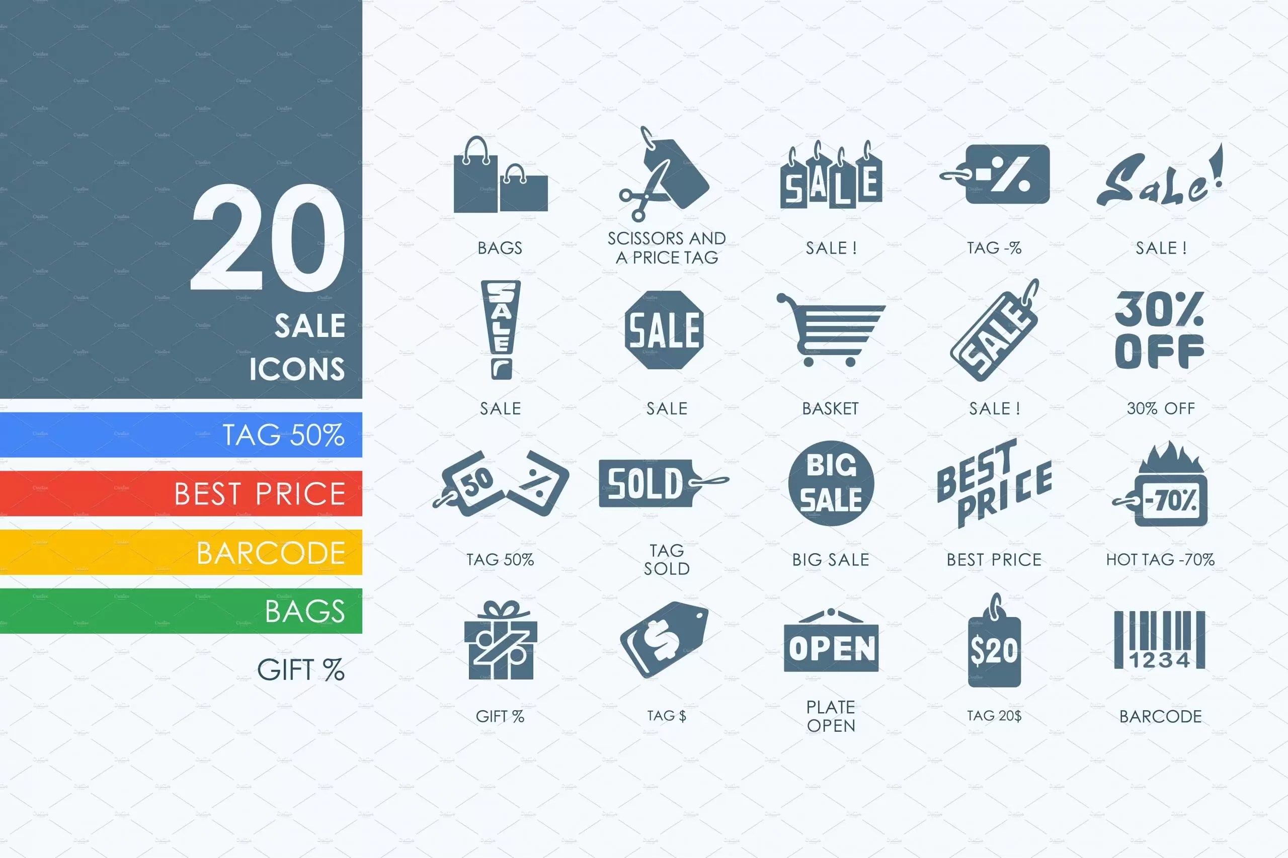 销售打折图标素材 20 sale icons插图