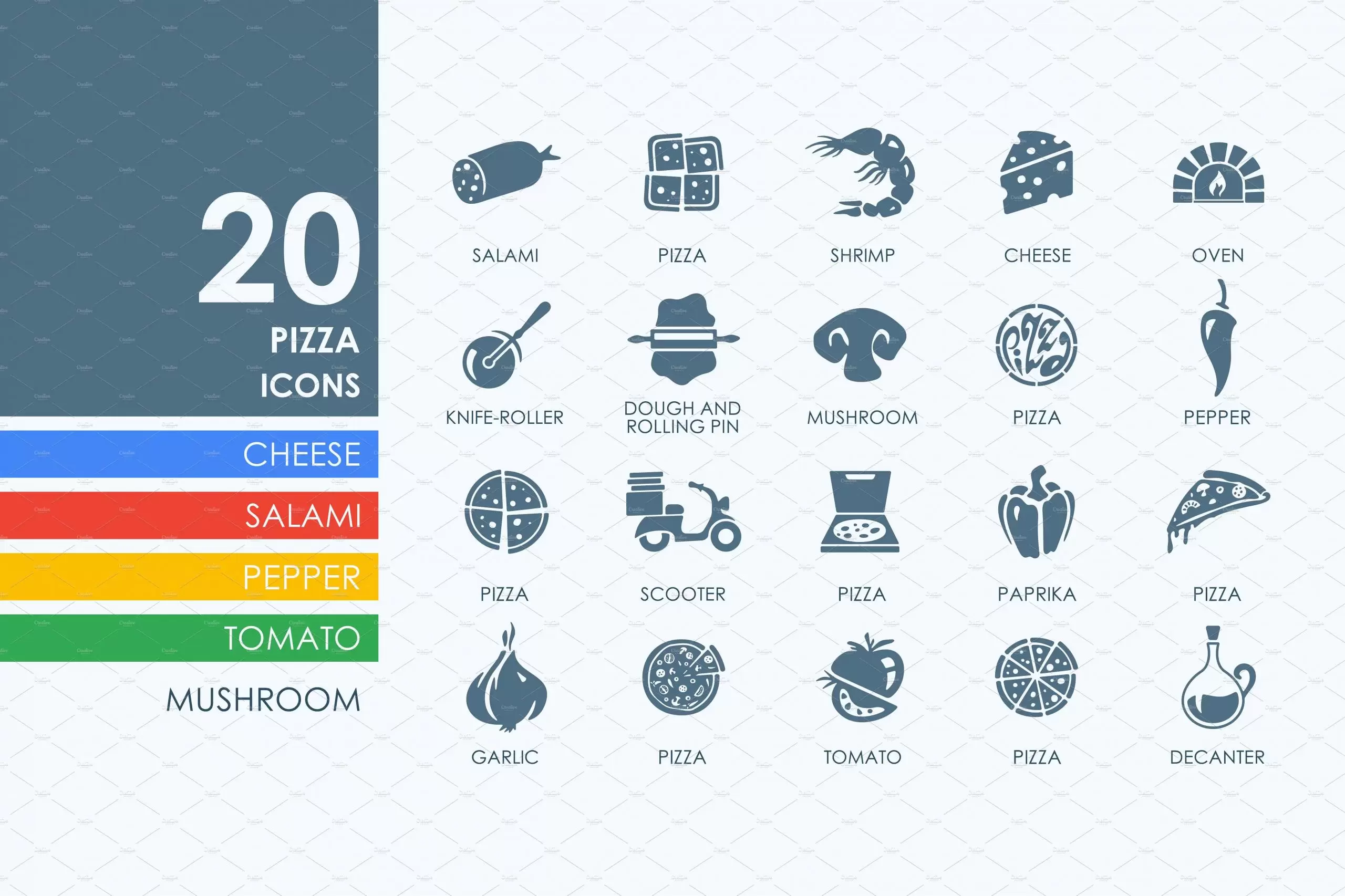 食品图标素材 20 pizza icons插图
