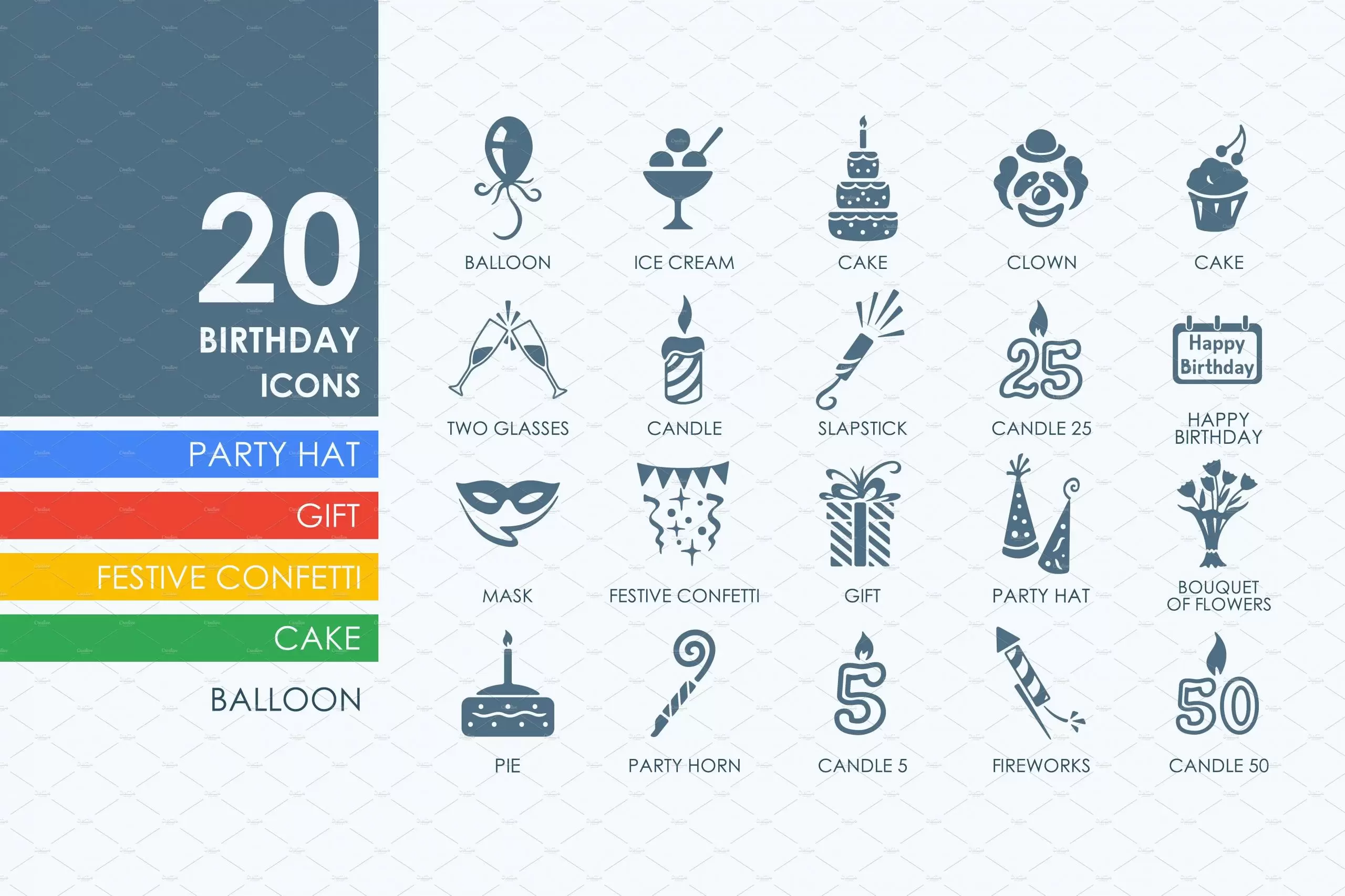 生日物品图标 20 birthday icons插图