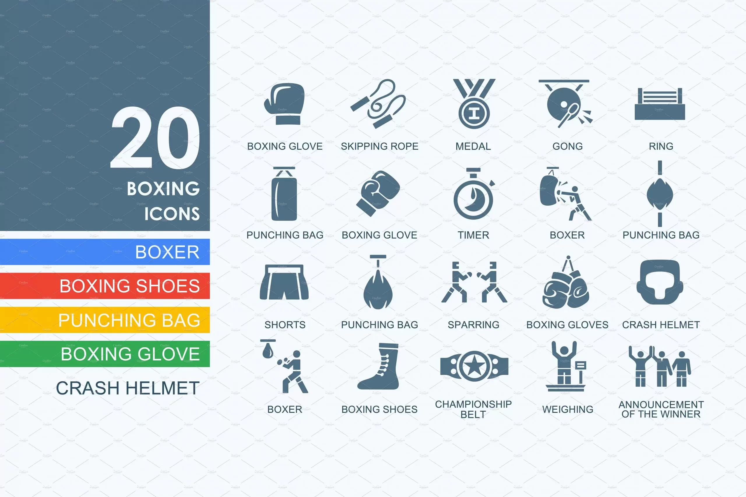 拳击矢量图标 20 Boxing icons插图