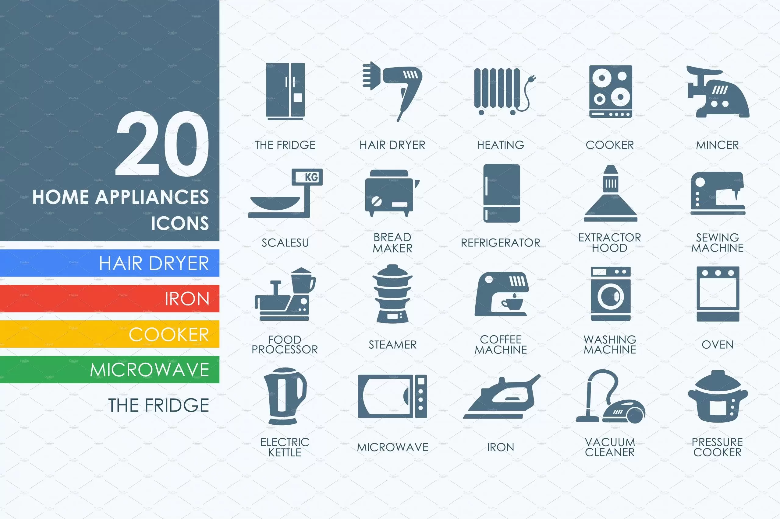 家电图标素材 20 Household Appliances icons插图