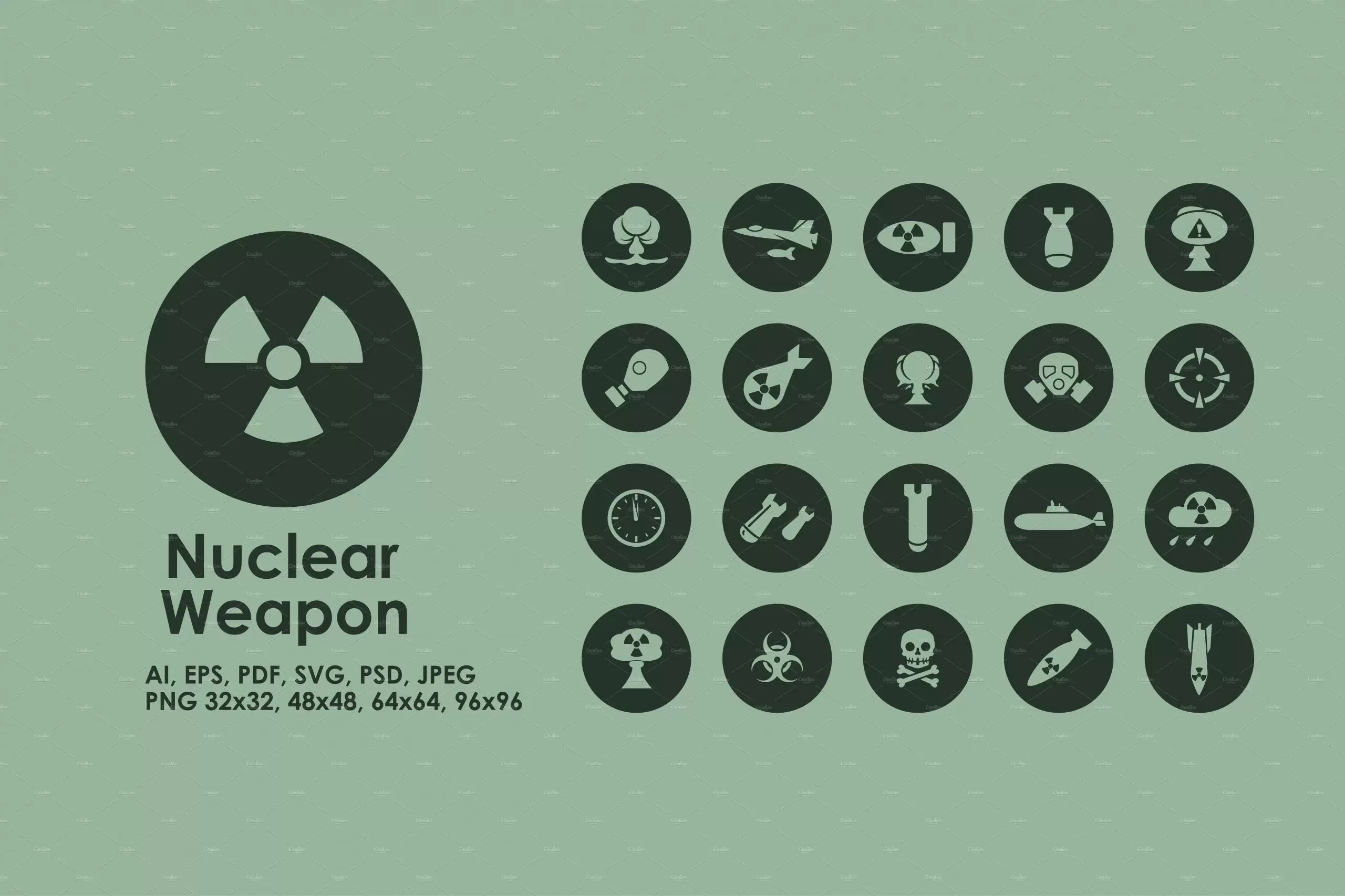 核武器图标素材 Nuclear Weapon simple icons插图