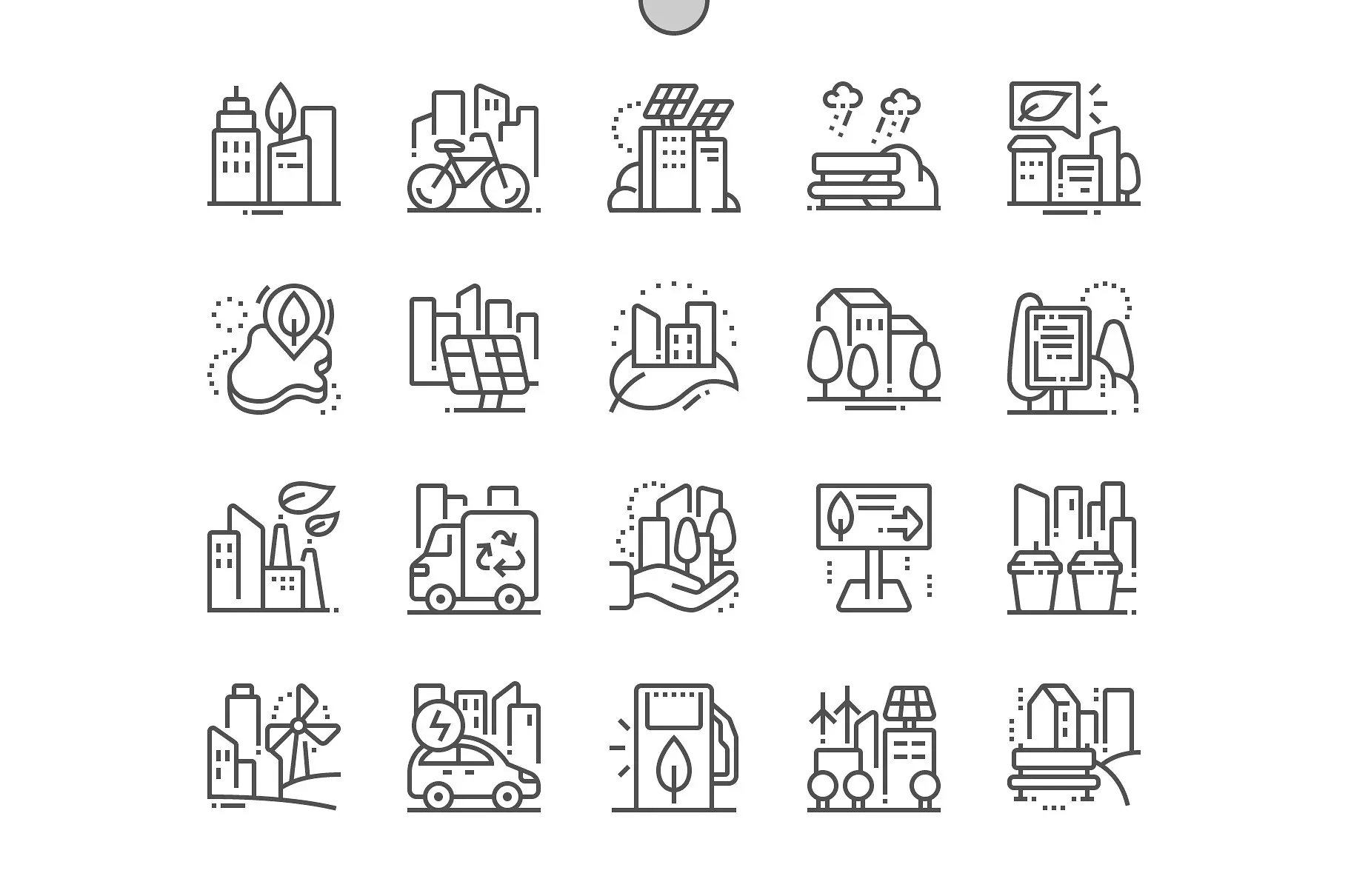 生态友好的城市图标 Eco friendly city Line Icons插图