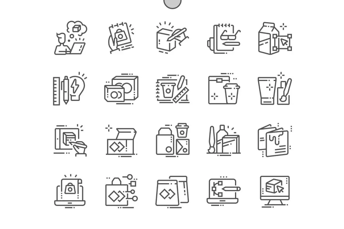 包装设计图标素材 Package design Line Icons免费下载