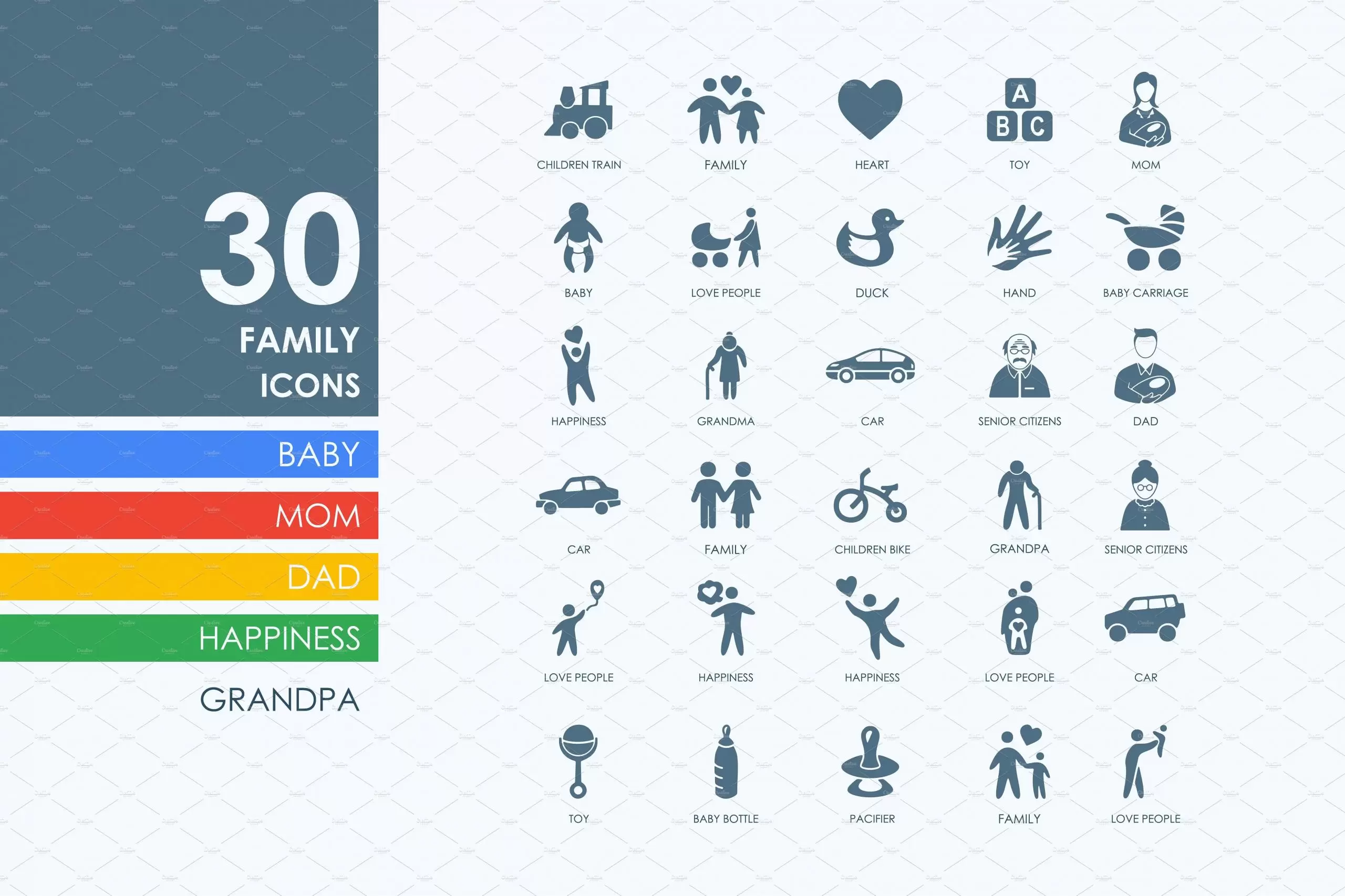 家庭图标素材 30 family icons插图
