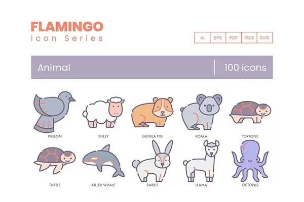 100个高品质的动物图标icon大集合（AI，EPS，PDF，PNG，SVG）免费下载