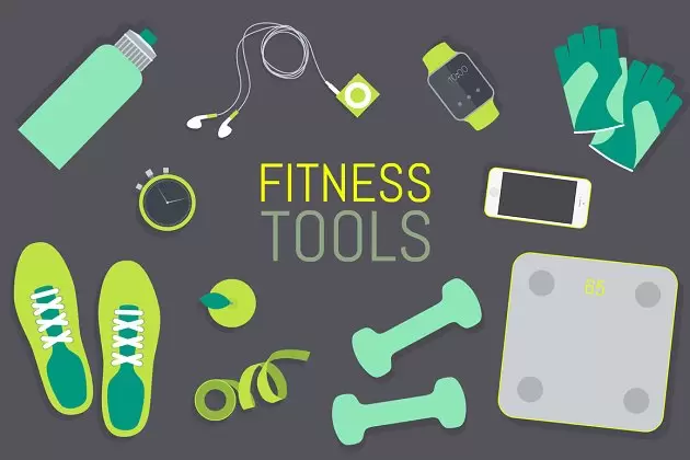 健身器材图标 Set of fitness tools免费下载