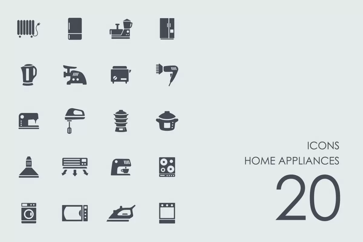 家用电器的图标素材 Home appliances icons免费下载