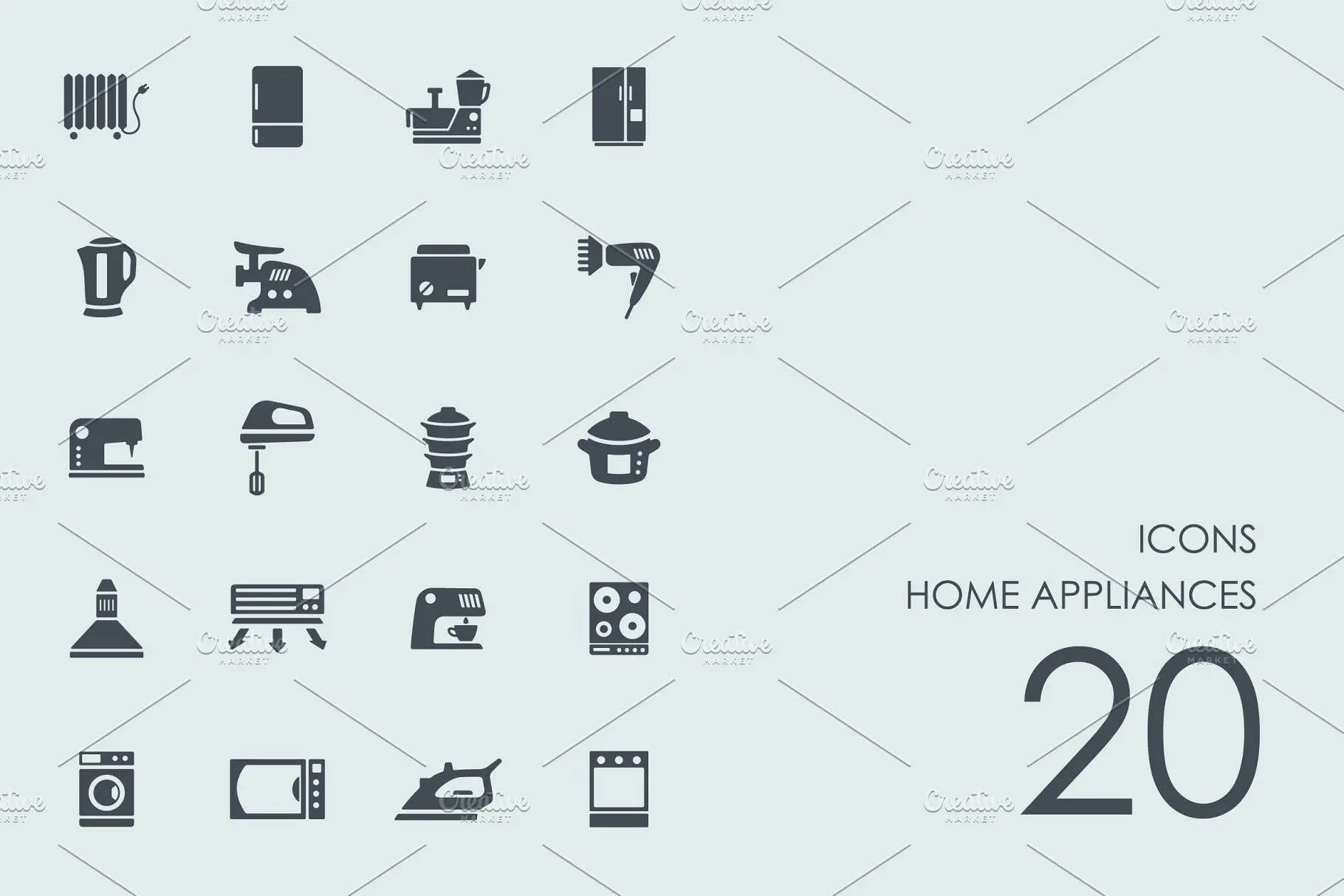 家用电器的图标素材 Home appliances icons插图