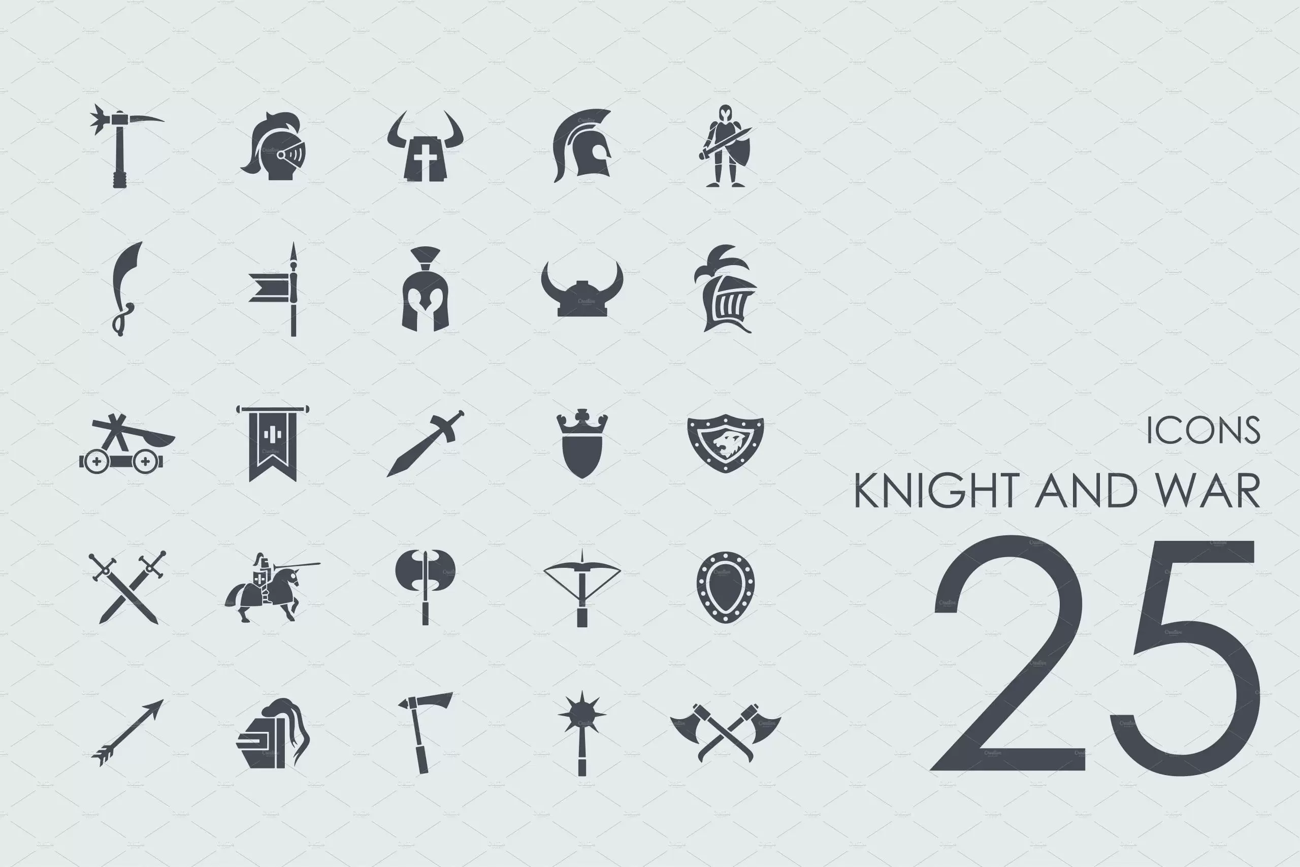 25个骑士和战争图标 25 Knight and War icons插图