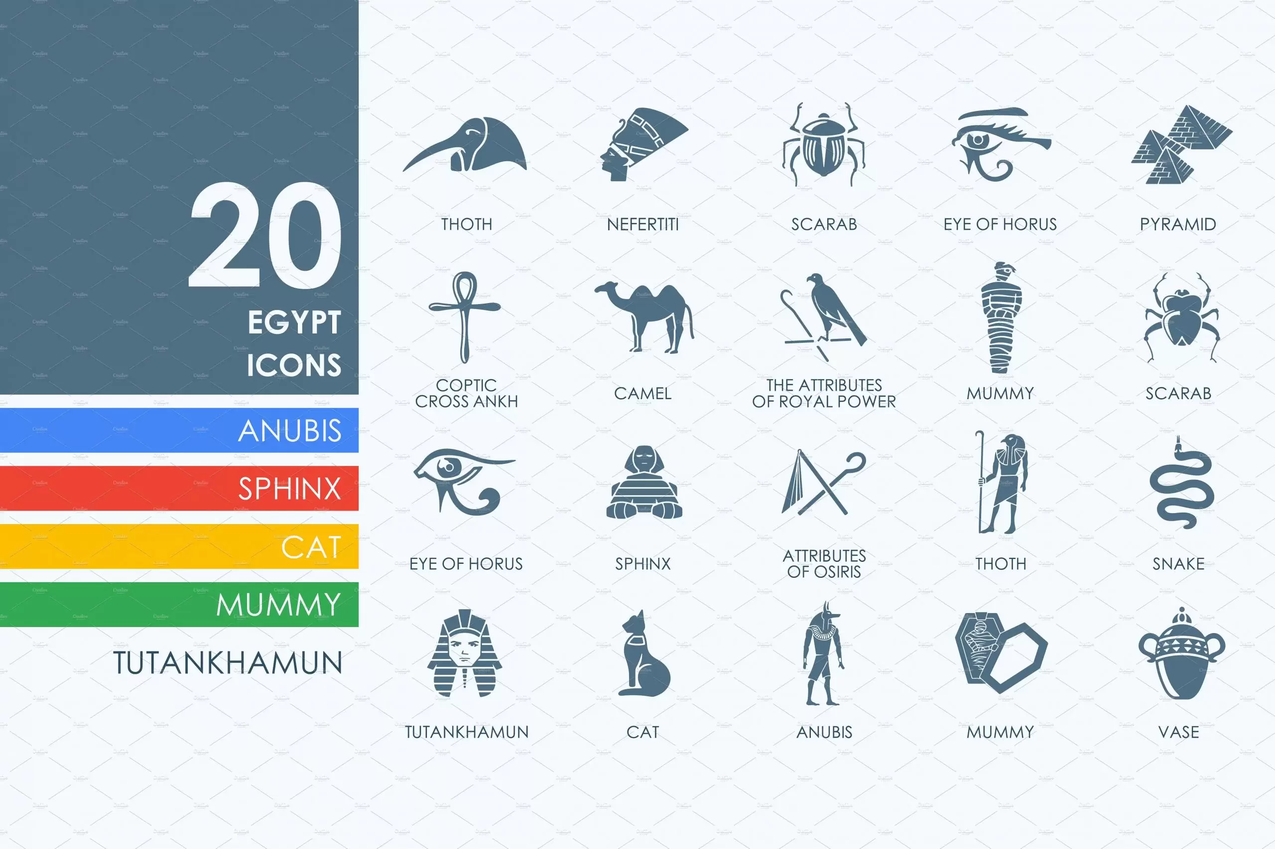 埃及矢量图标素材 20 Egypt icons插图