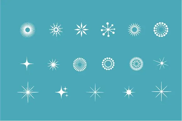雪花矢量图标 Snowflakes – stars icons & patterns插图1