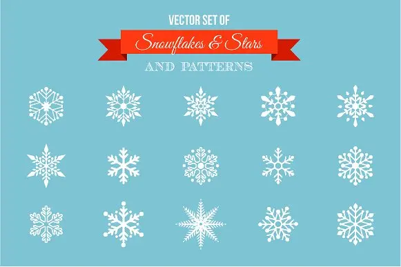 雪花矢量图标 Snowflakes – stars icons & patterns插图