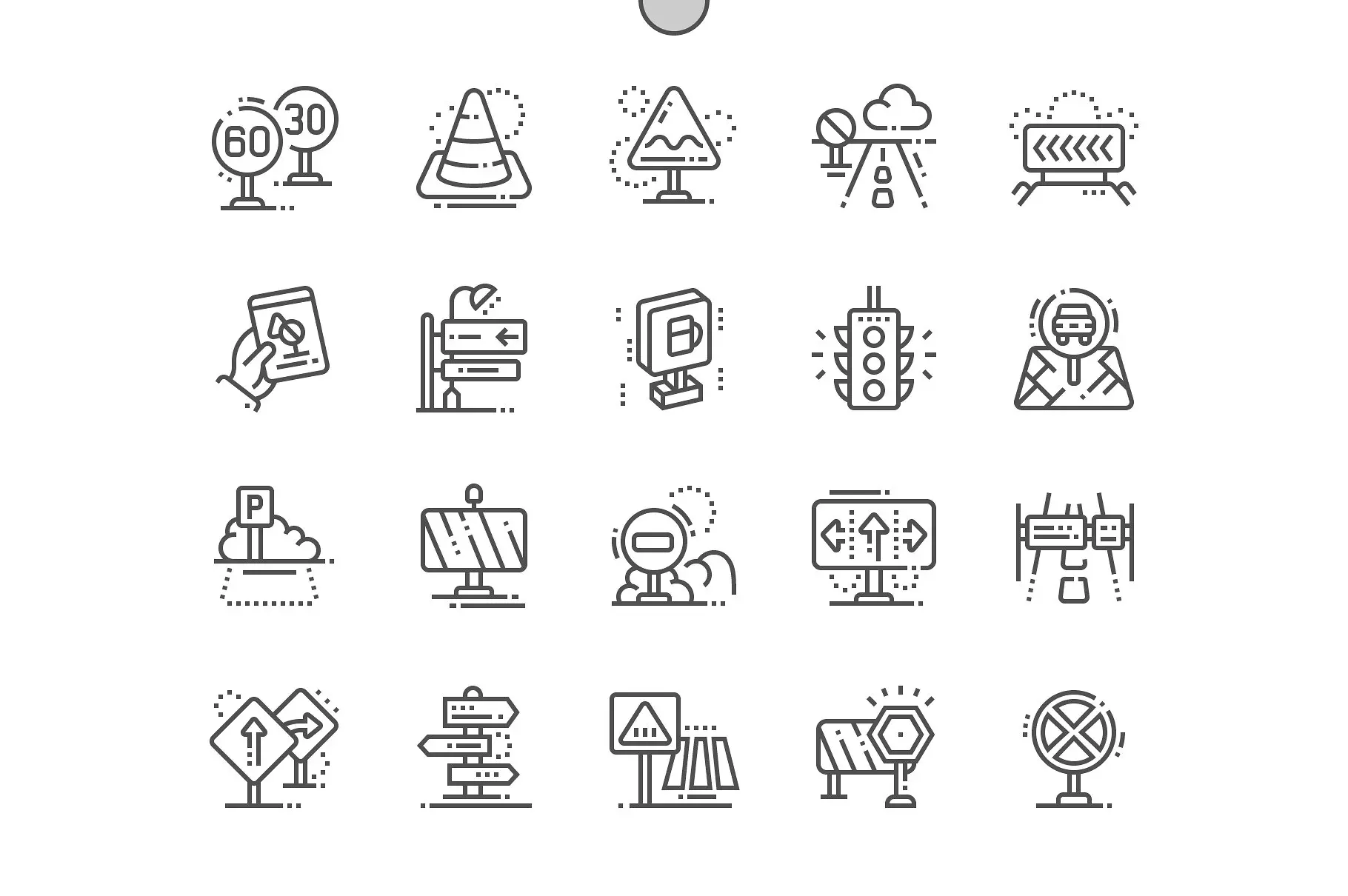 路牌图标素材 Road signs Line Icons插图