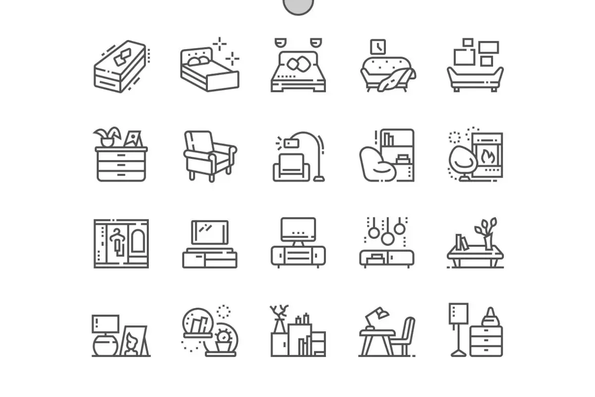 家具图标素材 Furniture Line Icons免费下载