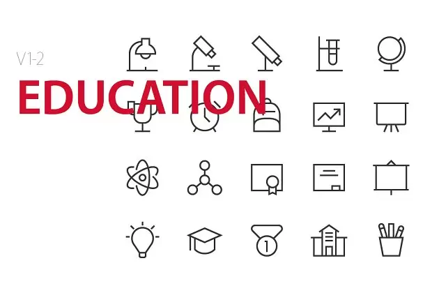 教育矢量图标素材 40 Education UI icons免费下载