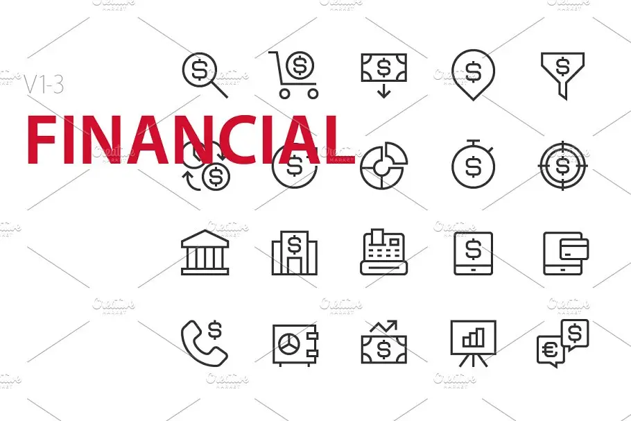 金融图标素材 60 Financial UI icons插图