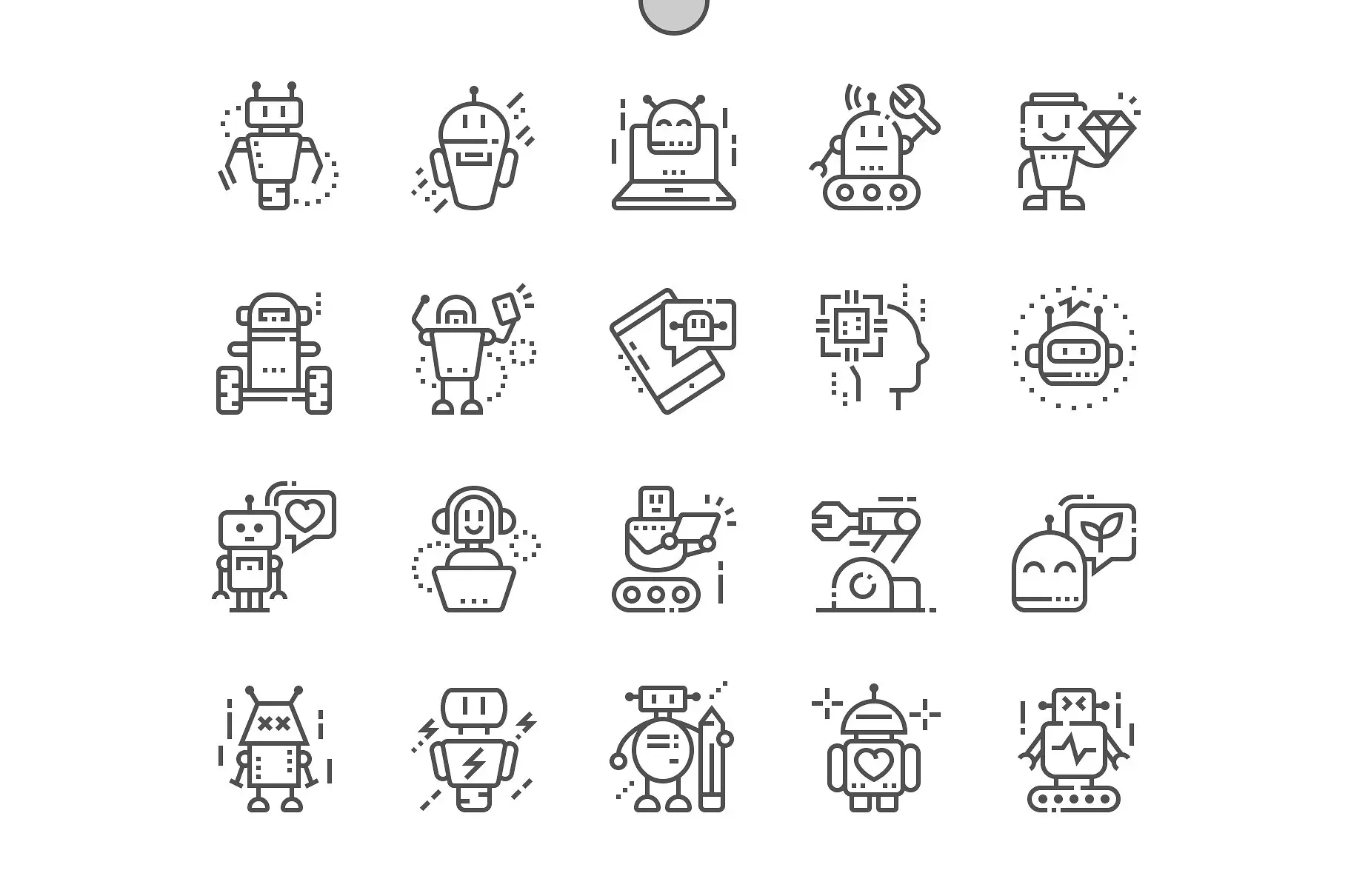 机器人细线图标 Robots Line Icons插图