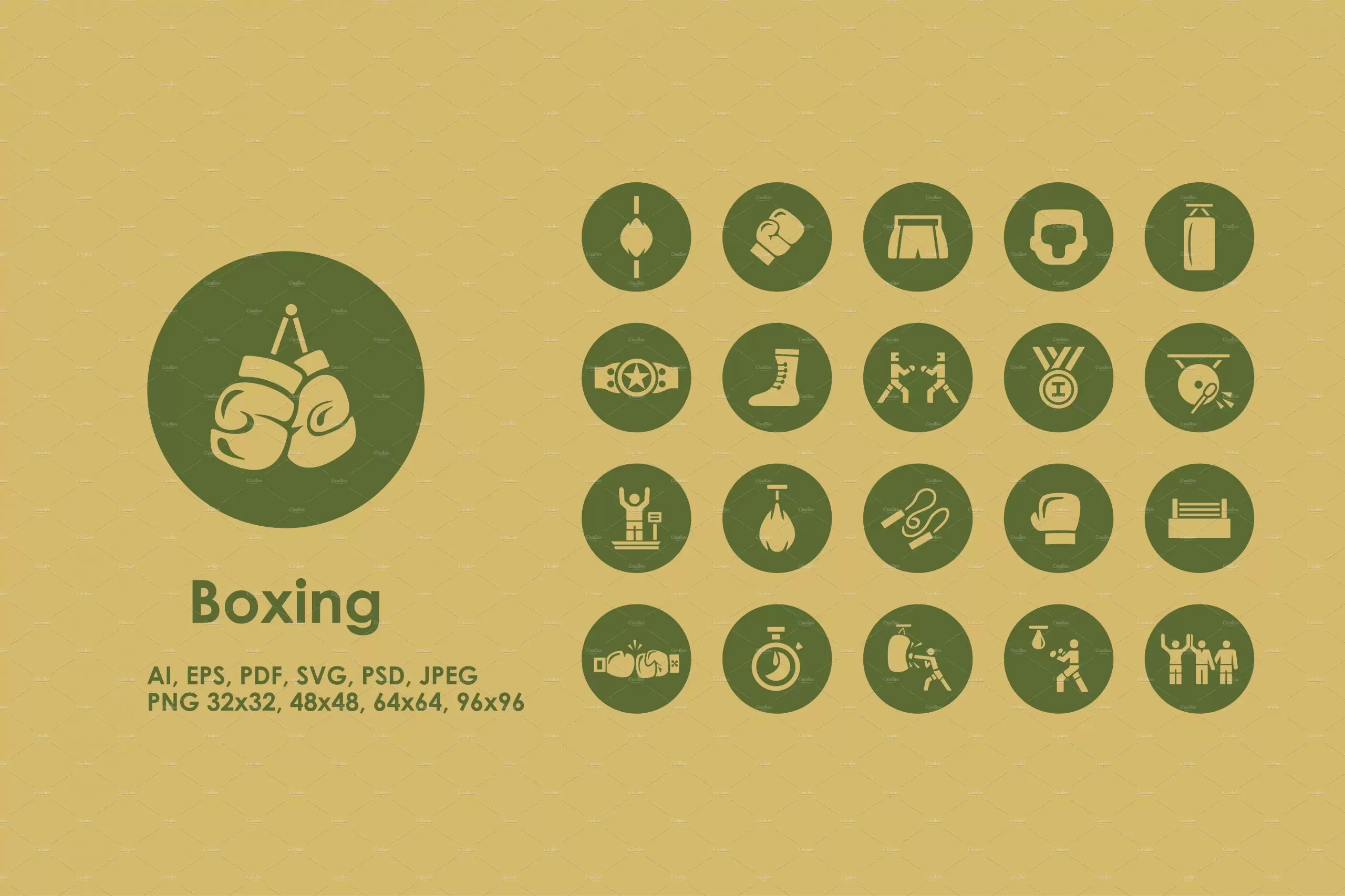 简单的拳击图标 Boxing simple icons插图