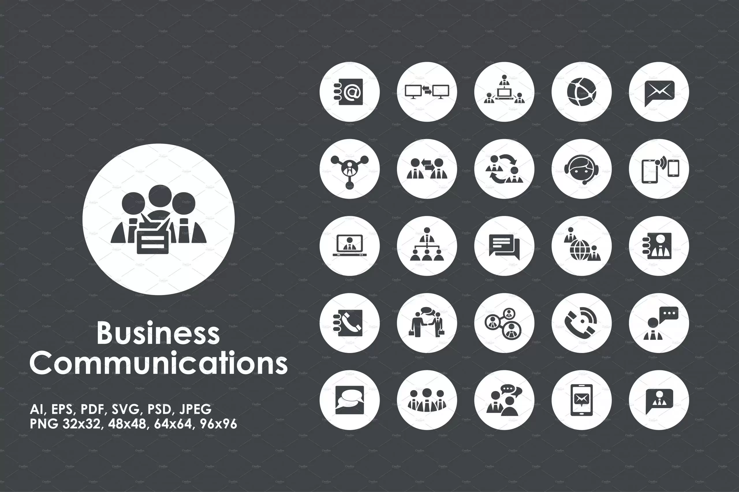 商业沟通图标素材 Business Communication simple icons插图
