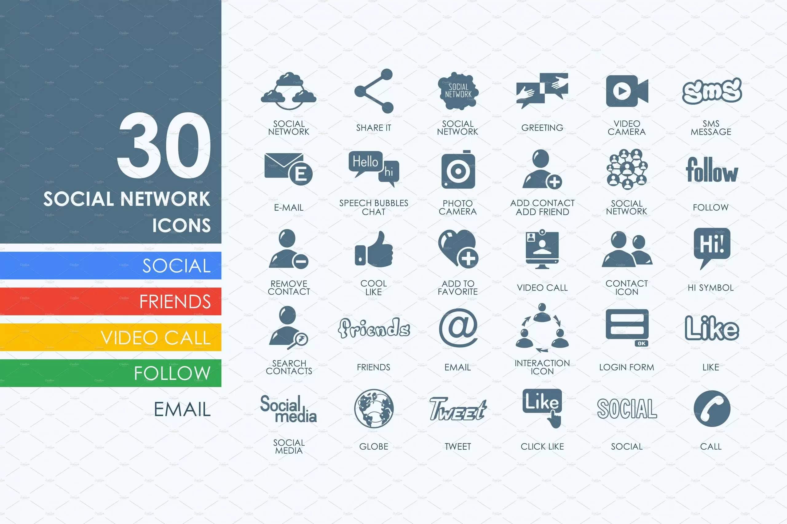 社交网络图标素材 30 social network icons插图