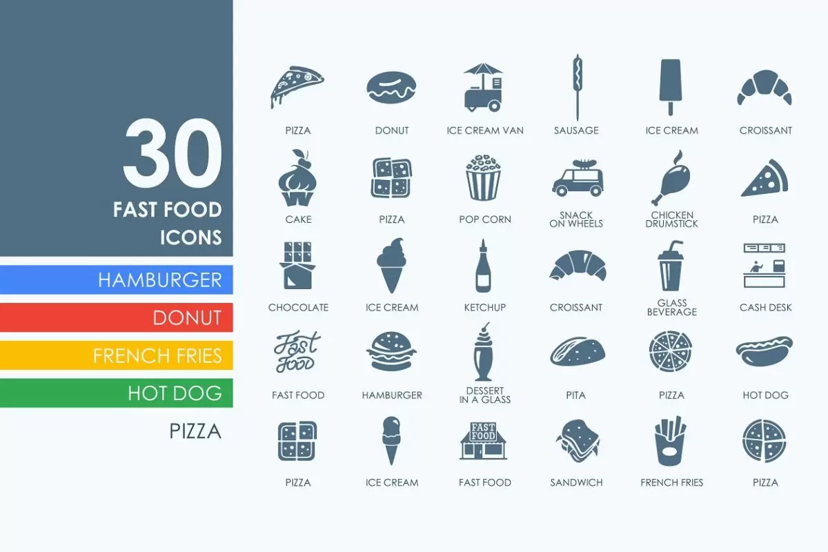 快餐食品图标素材 30 Fast Food icons免费下载