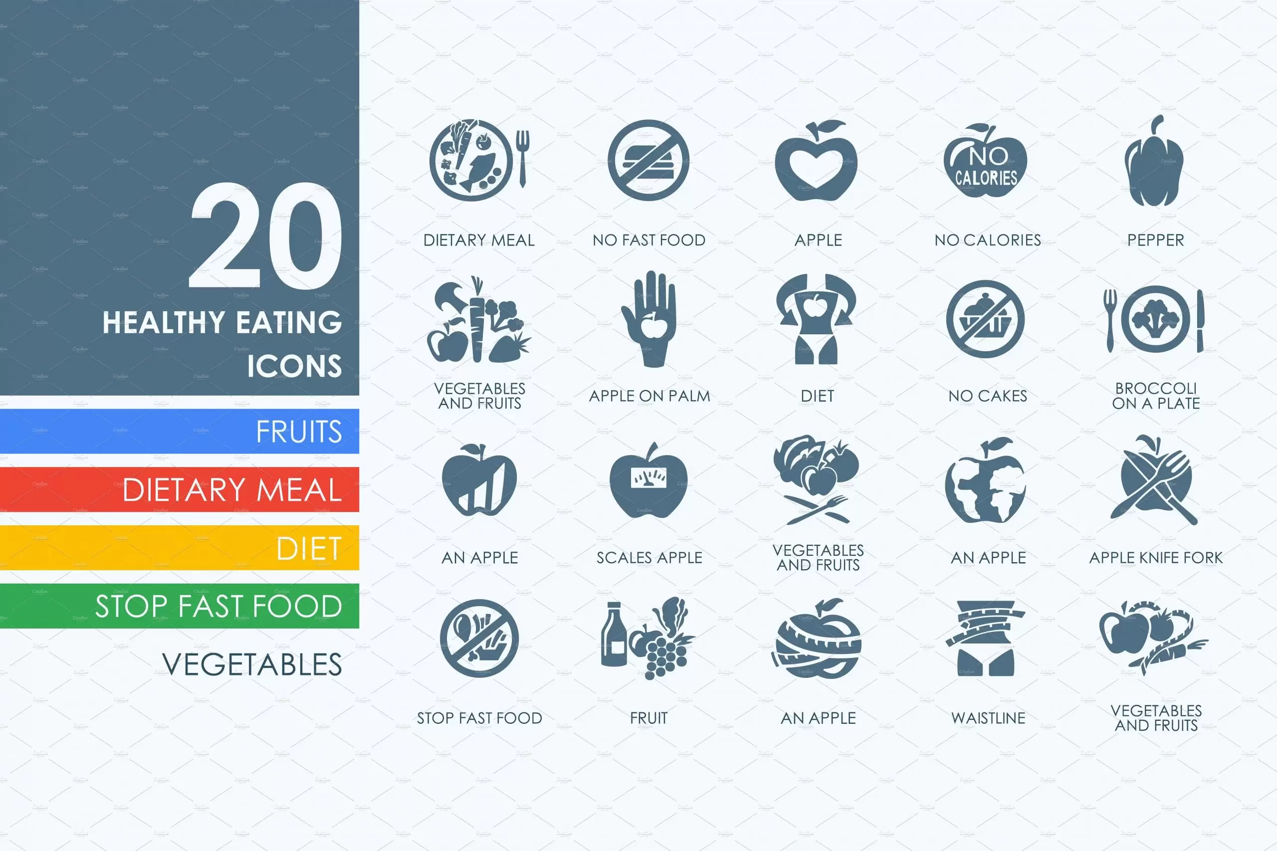 健康饮食图标素材 20 healthy eating icons插图