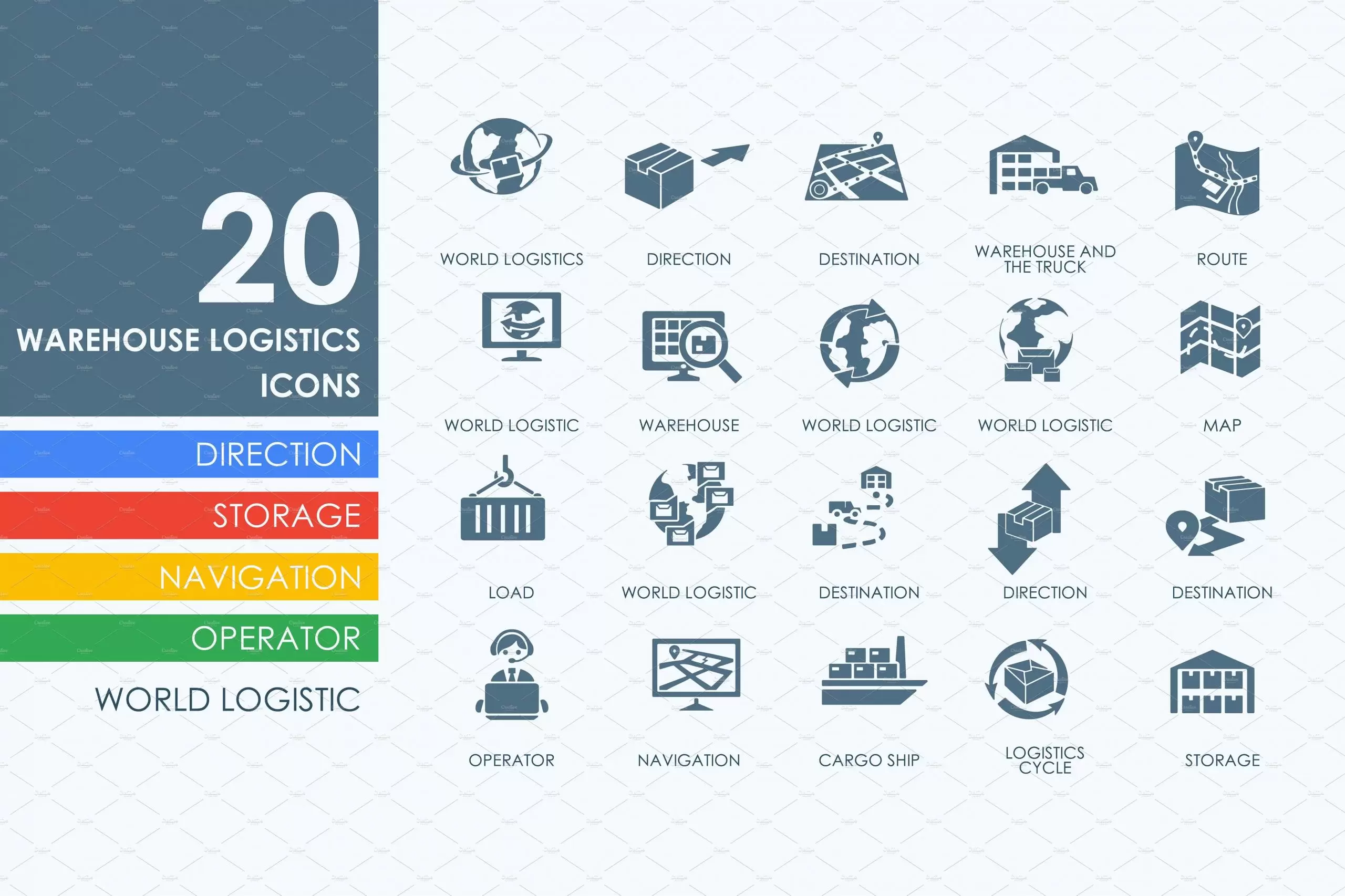 仓库物流图标素材 20 warehouse logistics icons插图