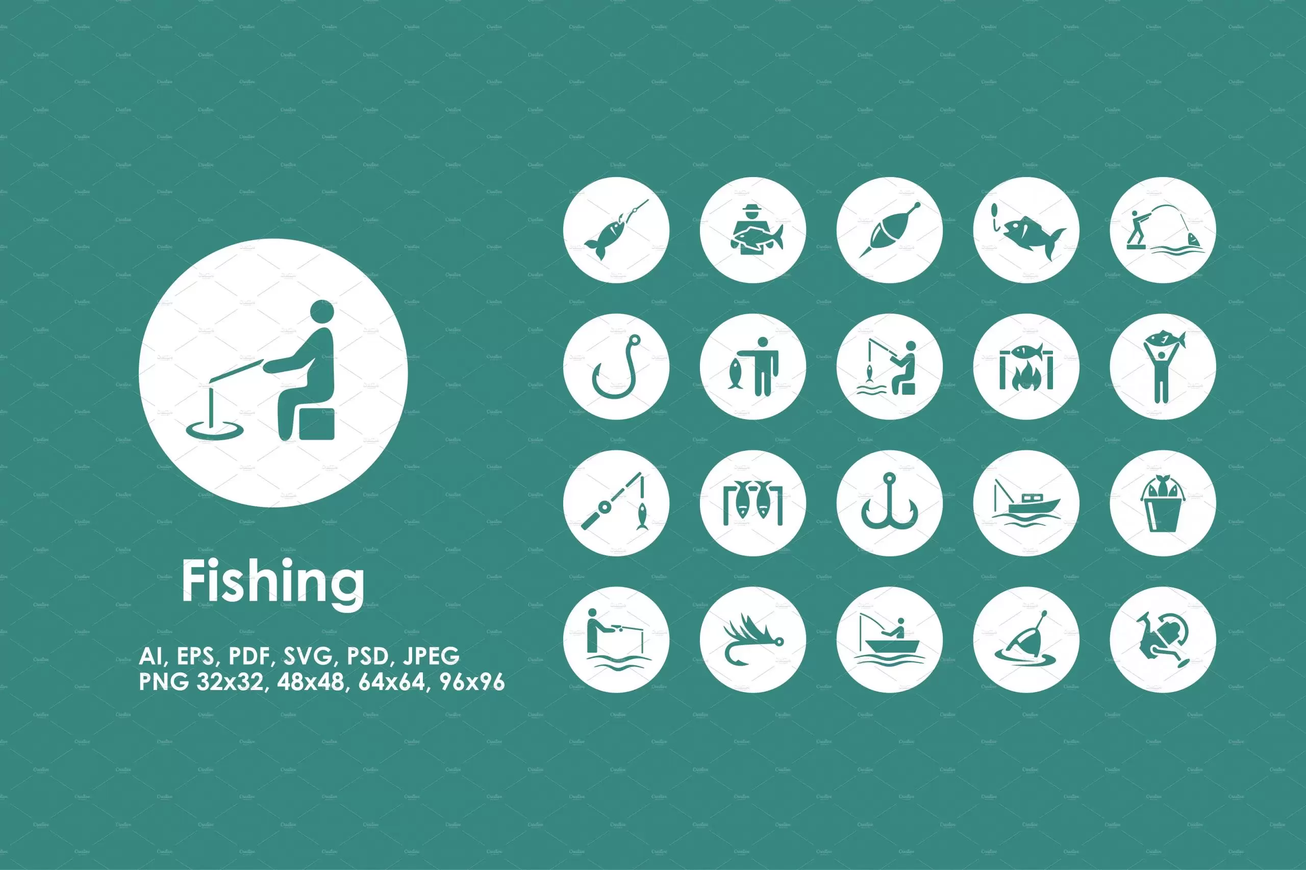 钓鱼图标素材 Fishing icons插图