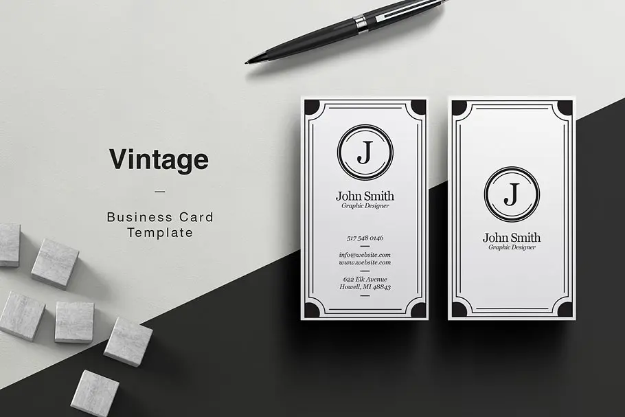 高端复古名片模板 Vintage Business Card插图