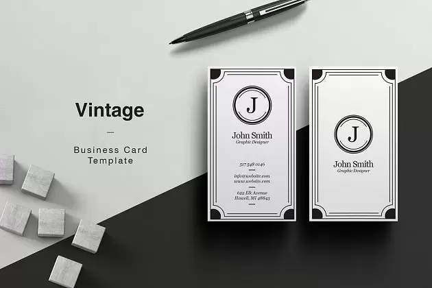 高端复古名片模板 Vintage Business Card免费下载