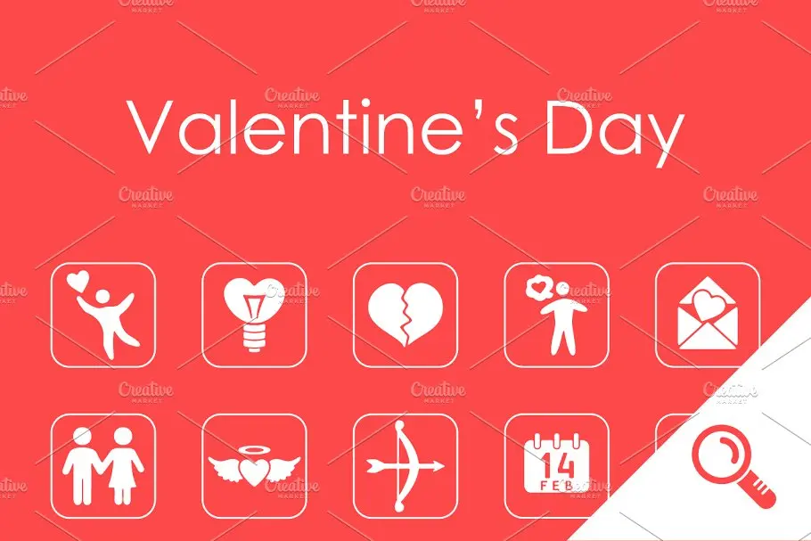 情人节图标素材 20 Valentine’s Day simple icons插图