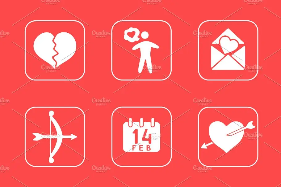 情人节图标素材 20 Valentine’s Day simple icons插图3