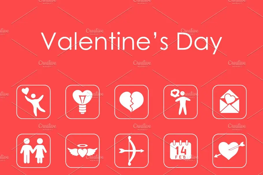 情人节图标素材 20 Valentine’s Day simple icons插图1