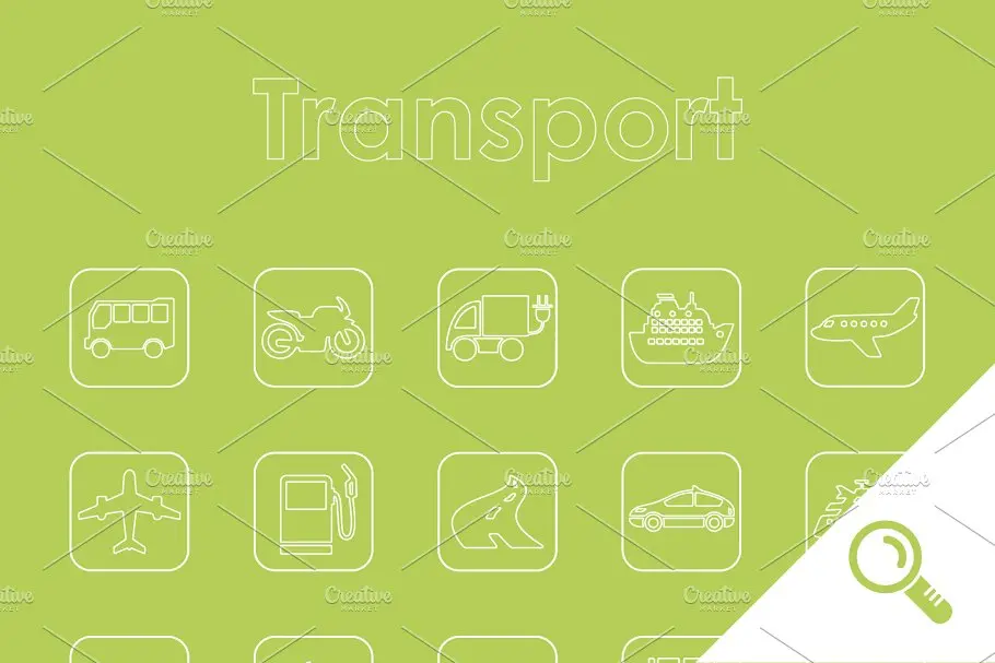 简单的交通工具图标 25 TRANSPORT simple icons插图
