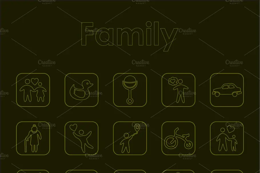 家庭图标素材 20 FAMILY simple icons插图1