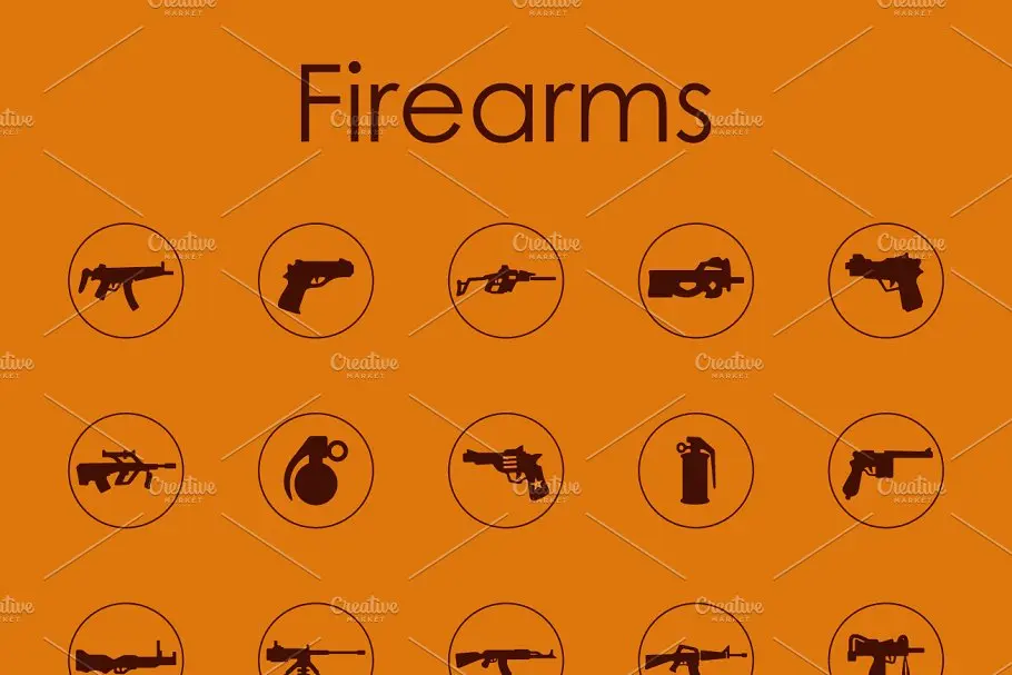 枪支图标素材 Firearms simple icons插图