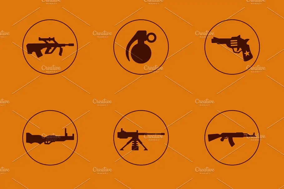 枪支图标素材 Firearms simple icons插图1