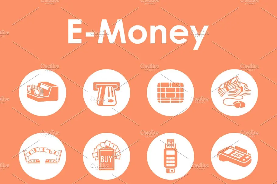 电子货币图标 e-money simple icons插图